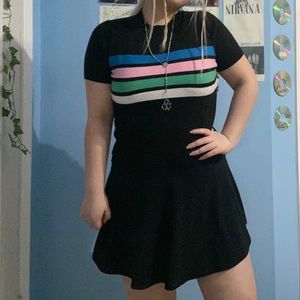 Pastel striped mock neck top